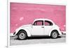 ¡Viva Mexico! Collection - White VW Beetle Car and Light Pink Street Wall-Philippe Hugonnard-Framed Photographic Print