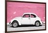 ¡Viva Mexico! Collection - White VW Beetle Car and Light Pink Street Wall-Philippe Hugonnard-Framed Photographic Print