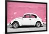 ¡Viva Mexico! Collection - White VW Beetle Car and Light Pink Street Wall-Philippe Hugonnard-Framed Photographic Print