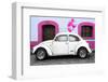 ¡Viva Mexico! Collection - White VW Beetle Car and Pink Graffiti-Philippe Hugonnard-Framed Photographic Print