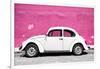 ¡Viva Mexico! Collection - White VW Beetle Car and Pink Street Wall-Philippe Hugonnard-Framed Photographic Print