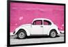 ¡Viva Mexico! Collection - White VW Beetle Car and Pink Street Wall-Philippe Hugonnard-Framed Photographic Print