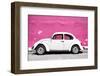 ¡Viva Mexico! Collection - White VW Beetle Car and Pink Street Wall-Philippe Hugonnard-Framed Photographic Print