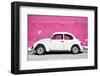 ¡Viva Mexico! Collection - White VW Beetle Car and Pink Street Wall-Philippe Hugonnard-Framed Photographic Print