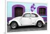 ¡Viva Mexico! Collection - White VW Beetle Car and Purple Graffiti-Philippe Hugonnard-Framed Photographic Print