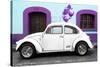 ¡Viva Mexico! Collection - White VW Beetle Car and Purple Graffiti-Philippe Hugonnard-Stretched Canvas
