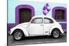 ¡Viva Mexico! Collection - White VW Beetle Car and Purple Graffiti-Philippe Hugonnard-Stretched Canvas