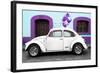 ¡Viva Mexico! Collection - White VW Beetle Car and Purple Graffiti-Philippe Hugonnard-Framed Photographic Print