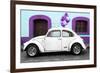 ¡Viva Mexico! Collection - White VW Beetle Car and Purple Graffiti-Philippe Hugonnard-Framed Photographic Print