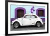 ¡Viva Mexico! Collection - White VW Beetle Car and Purple Graffiti-Philippe Hugonnard-Framed Photographic Print