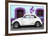 ¡Viva Mexico! Collection - White VW Beetle Car and Purple Graffiti-Philippe Hugonnard-Framed Photographic Print