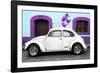 ¡Viva Mexico! Collection - White VW Beetle Car and Purple Graffiti-Philippe Hugonnard-Framed Photographic Print