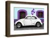 ¡Viva Mexico! Collection - White VW Beetle Car and Purple Graffiti-Philippe Hugonnard-Framed Photographic Print