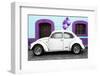 ¡Viva Mexico! Collection - White VW Beetle Car and Purple Graffiti-Philippe Hugonnard-Framed Photographic Print