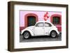 ¡Viva Mexico! Collection - White VW Beetle Car and Red Graffiti-Philippe Hugonnard-Framed Photographic Print