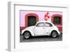 ¡Viva Mexico! Collection - White VW Beetle Car and Red Graffiti-Philippe Hugonnard-Framed Photographic Print