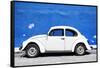 ¡Viva Mexico! Collection - White VW Beetle Car and Royal Blue Street Wall-Philippe Hugonnard-Framed Stretched Canvas