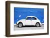 ¡Viva Mexico! Collection - White VW Beetle Car and Royal Blue Street Wall-Philippe Hugonnard-Framed Photographic Print