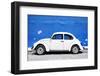 ¡Viva Mexico! Collection - White VW Beetle Car and Royal Blue Street Wall-Philippe Hugonnard-Framed Photographic Print