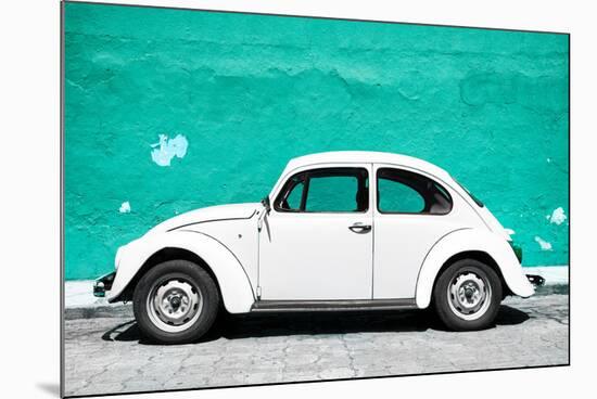 ¡Viva Mexico! Collection - White VW Beetle Car and Turquoise Street Wall-Philippe Hugonnard-Mounted Photographic Print