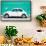 ¡Viva Mexico! Collection - White VW Beetle Car and Turquoise Street Wall-Philippe Hugonnard-Framed Stretched Canvas displayed on a wall