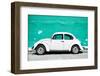 ¡Viva Mexico! Collection - White VW Beetle Car and Turquoise Street Wall-Philippe Hugonnard-Framed Photographic Print