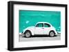 ¡Viva Mexico! Collection - White VW Beetle Car and Turquoise Street Wall-Philippe Hugonnard-Framed Photographic Print