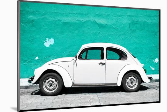 ¡Viva Mexico! Collection - White VW Beetle Car and Turquoise Street Wall-Philippe Hugonnard-Mounted Photographic Print