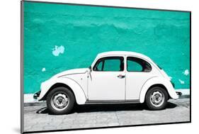 ¡Viva Mexico! Collection - White VW Beetle Car and Turquoise Street Wall-Philippe Hugonnard-Mounted Photographic Print