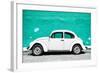 ¡Viva Mexico! Collection - White VW Beetle Car and Turquoise Street Wall-Philippe Hugonnard-Framed Photographic Print