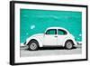 ¡Viva Mexico! Collection - White VW Beetle Car and Turquoise Street Wall-Philippe Hugonnard-Framed Photographic Print