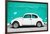 ¡Viva Mexico! Collection - White VW Beetle Car and Turquoise Street Wall-Philippe Hugonnard-Framed Photographic Print