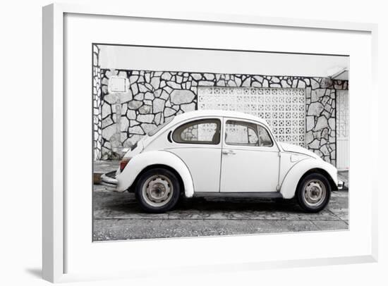 ¡Viva Mexico! Collection - White VW Beetle Car-Philippe Hugonnard-Framed Photographic Print