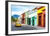 ¡Viva Mexico! Collection - Yellow Taxi and Colorful Street in Oaxaca-Philippe Hugonnard-Framed Photographic Print