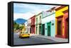 ¡Viva Mexico! Collection - Yellow Taxi and Colorful Street in Oaxaca-Philippe Hugonnard-Framed Stretched Canvas