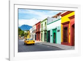 ¡Viva Mexico! Collection - Yellow Taxi and Colorful Street in Oaxaca-Philippe Hugonnard-Framed Photographic Print