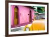 ¡Viva Mexico! Collection - Yellow VW Beetle Car and Colorful House-Philippe Hugonnard-Framed Photographic Print