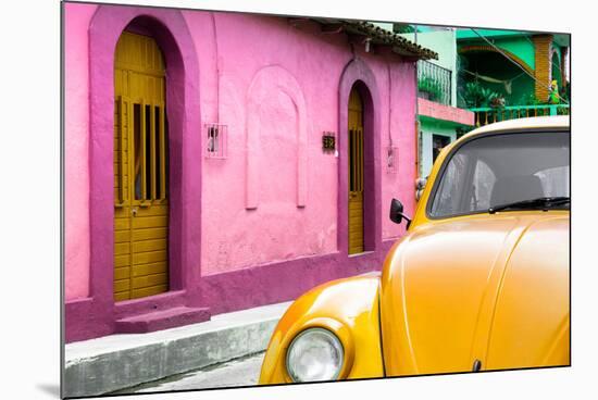 ¡Viva Mexico! Collection - Yellow VW Beetle Car and Colorful House-Philippe Hugonnard-Mounted Photographic Print