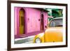 ¡Viva Mexico! Collection - Yellow VW Beetle Car and Colorful House-Philippe Hugonnard-Framed Photographic Print