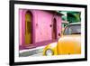 ¡Viva Mexico! Collection - Yellow VW Beetle Car and Colorful House-Philippe Hugonnard-Framed Photographic Print