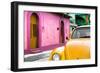 ¡Viva Mexico! Collection - Yellow VW Beetle Car and Colorful House-Philippe Hugonnard-Framed Photographic Print