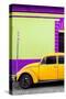 ¡Viva Mexico! Collection - Yellow VW Beetle Car and Colorful Wall-Philippe Hugonnard-Stretched Canvas