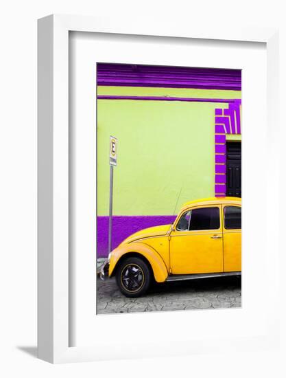 ¡Viva Mexico! Collection - Yellow VW Beetle Car and Colorful Wall-Philippe Hugonnard-Framed Photographic Print