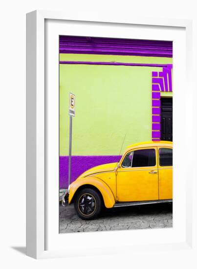 ¡Viva Mexico! Collection - Yellow VW Beetle Car and Colorful Wall-Philippe Hugonnard-Framed Photographic Print