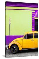 ¡Viva Mexico! Collection - Yellow VW Beetle Car and Colorful Wall-Philippe Hugonnard-Stretched Canvas