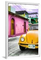 ¡Viva Mexico! Collection - Yellow VW Beetle Car in a Colorful Street-Philippe Hugonnard-Framed Premium Photographic Print