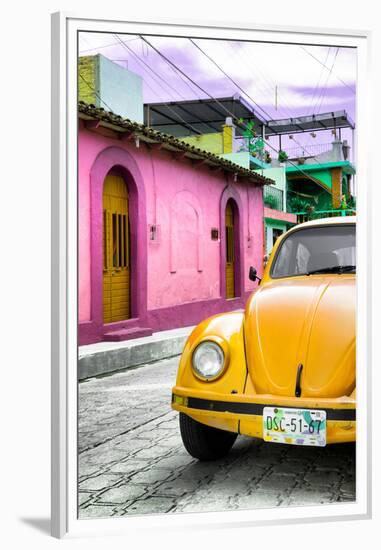 ¡Viva Mexico! Collection - Yellow VW Beetle Car in a Colorful Street-Philippe Hugonnard-Framed Premium Photographic Print