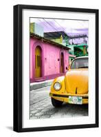 ¡Viva Mexico! Collection - Yellow VW Beetle Car in a Colorful Street-Philippe Hugonnard-Framed Premium Photographic Print