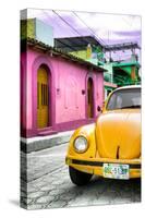 ¡Viva Mexico! Collection - Yellow VW Beetle Car in a Colorful Street-Philippe Hugonnard-Stretched Canvas