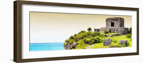 ¡Viva Mexico! Panoramic Collection - Ancient Mayan Fortress in Riviera Maya - Tulum III-Philippe Hugonnard-Framed Photographic Print